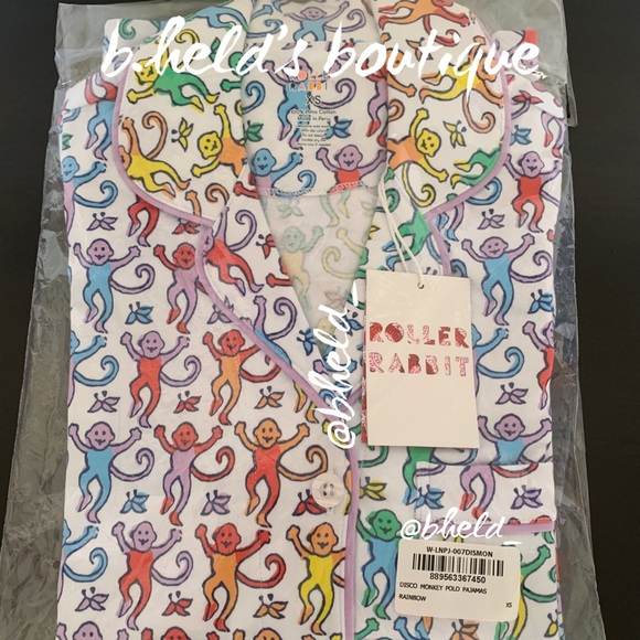 Roller Rabbit Disco Monkey Polo Pajamas in Rainbow Size X-Small XS New NWT - Picture 15 of 16